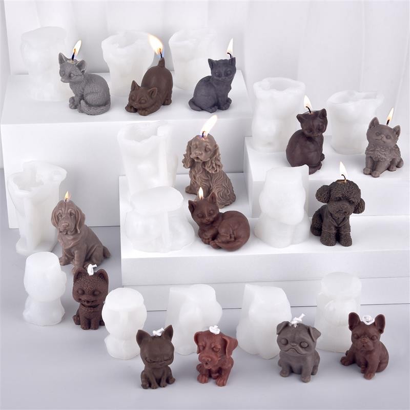 

Funny DIY Sleeping Animal Silicone Mold Pet Cat And Dog Candles Mould Epoxy Resin Gypsum Soap Fondant Molds Gift Craft Making