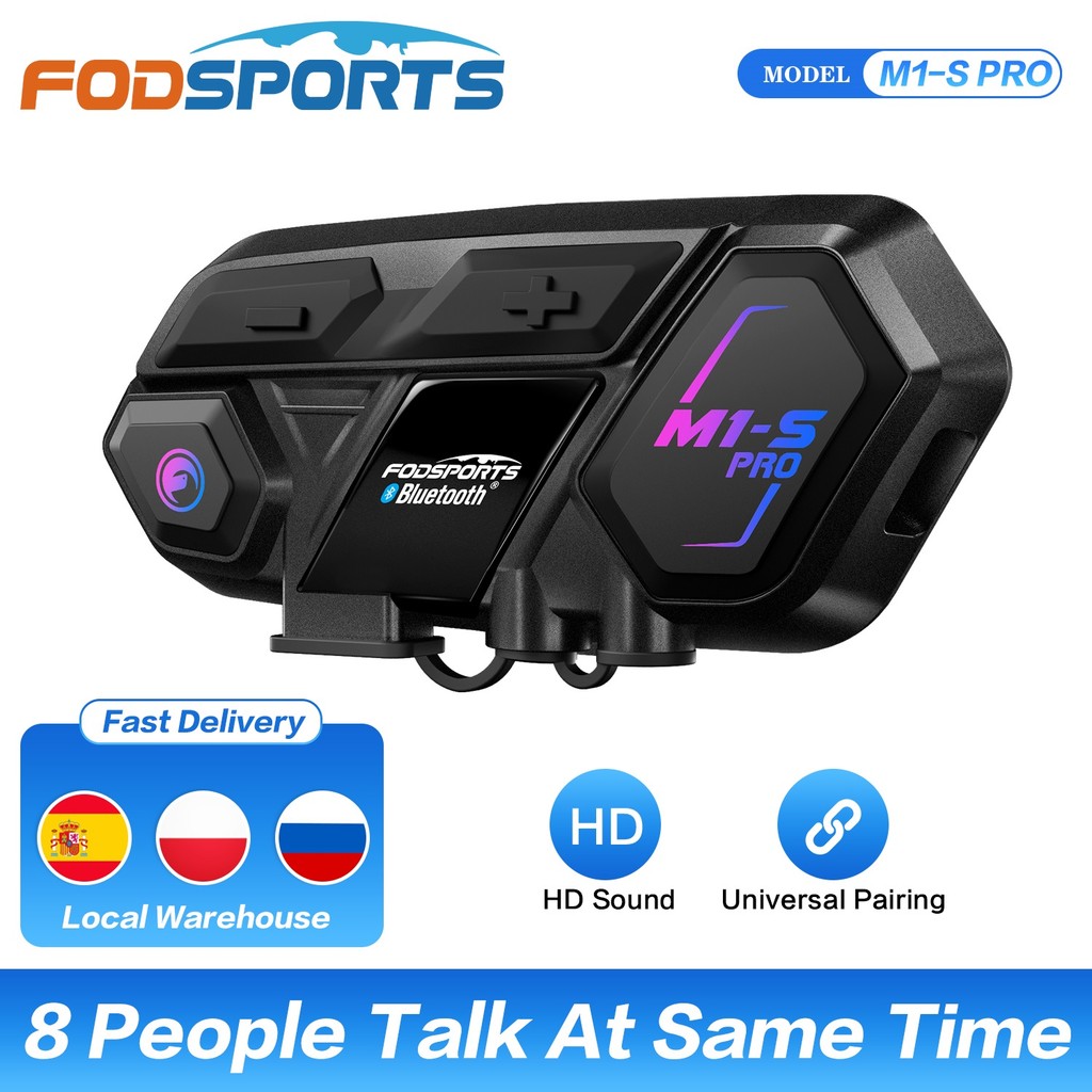Fodsports M1-S Pro motorcycle bluetooth intercom helmet bluetooth headset wireless Interphone,8 ride