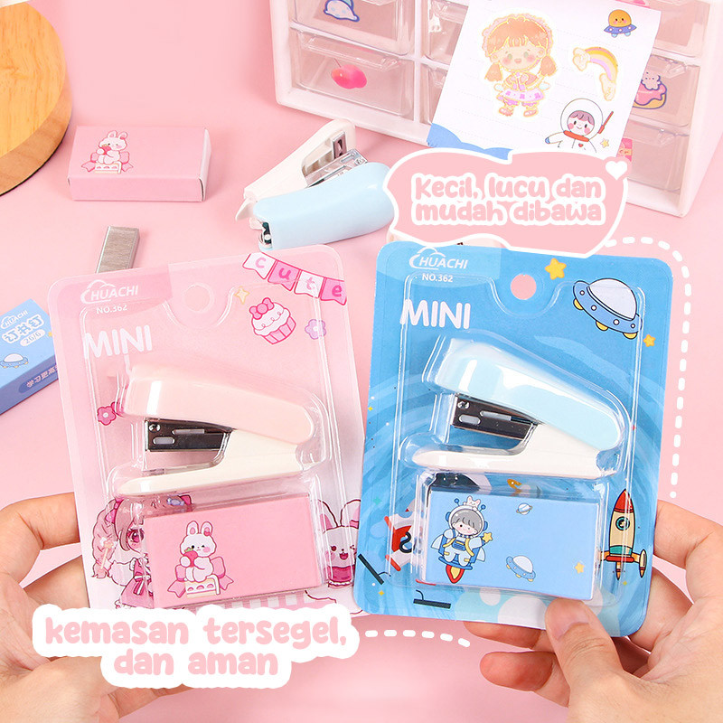 

Staples Mini Set Karakter Lucu Stapler Portable Warna Pastel Aksesoris Perlengkapan Kantor ATKBB - Alia - Alia