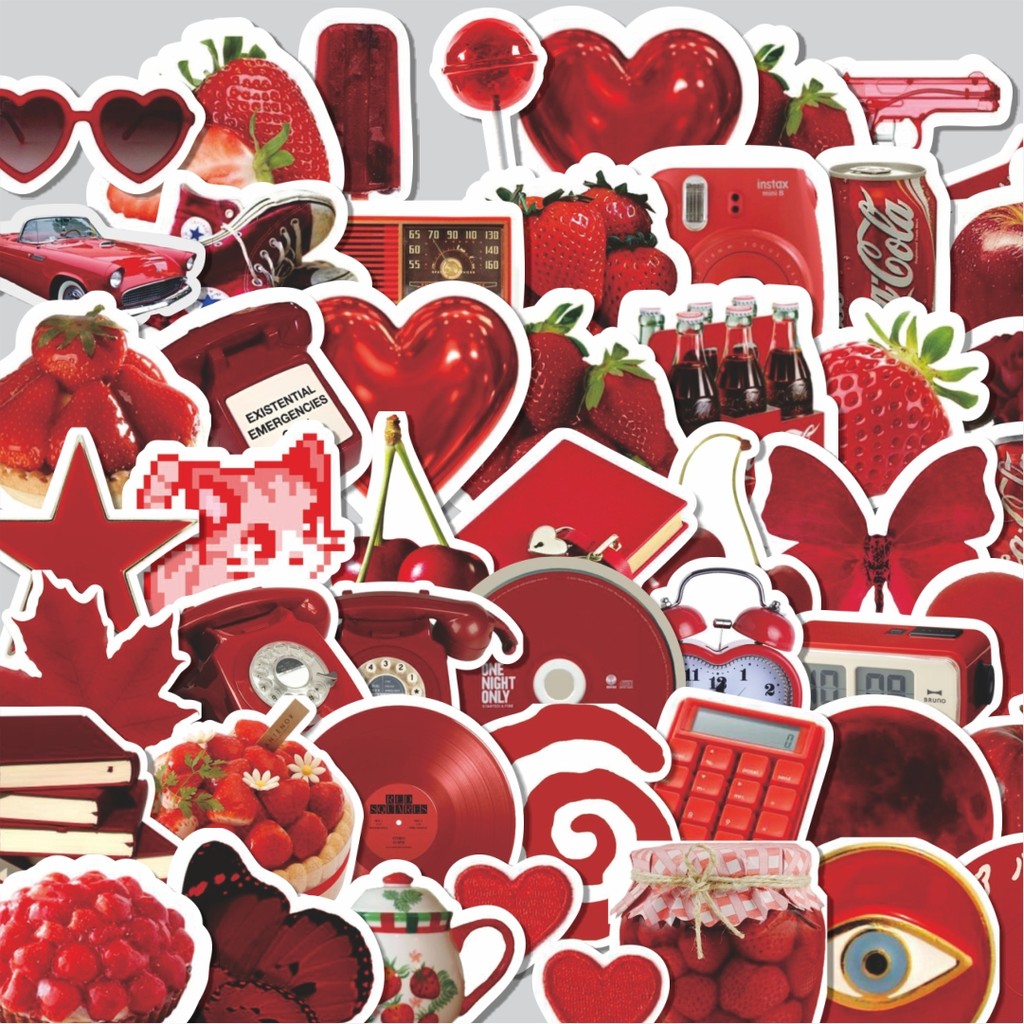 

Stiker Cutting Pack Stiker INS Style Red Isi 100Pcs Series Aesthetic Lucu Keren Untuk Koper Bahan Vynil