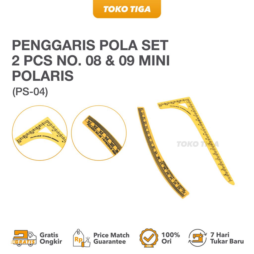 

Penggaris Pola Set 2 Pcs No. 08 & 09 MINI Merk POLARIS (PS-04)
