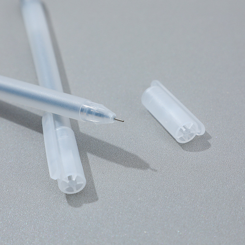 

D3W! PN06 Pena Set 50 Pcs Pulpen Gel Hitam 0.5mm Pulpen Runcing Transparan Cangkang Buram Alat Tulis