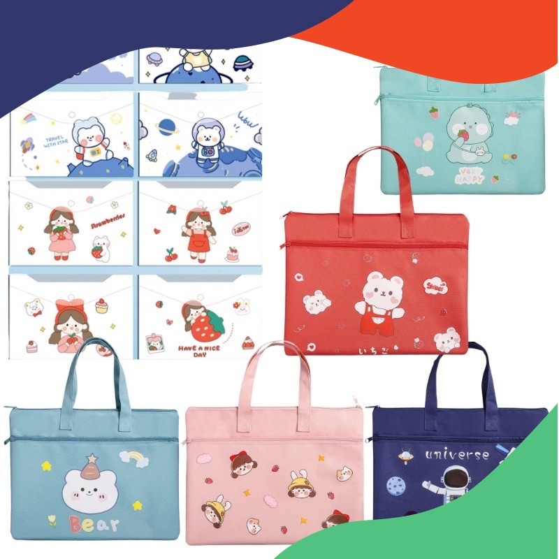 

COD tas les buku books hand bag cute map a4 stationary organizer paper kertas SALE