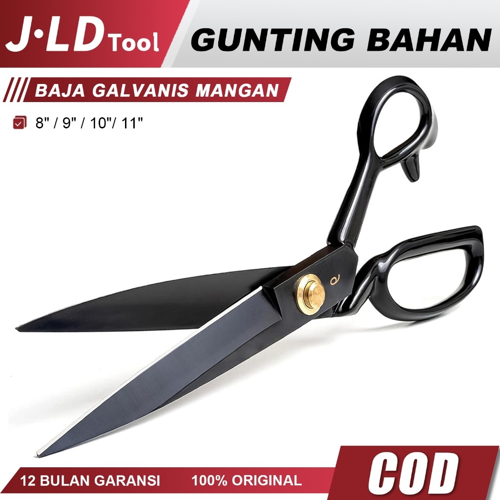 

Ready JLD Gunting Bahan Kain Hitam 8" / 9" / 10"/ 11" Tailor Scissor Gunting Baja Galvanis Mangan terbaru