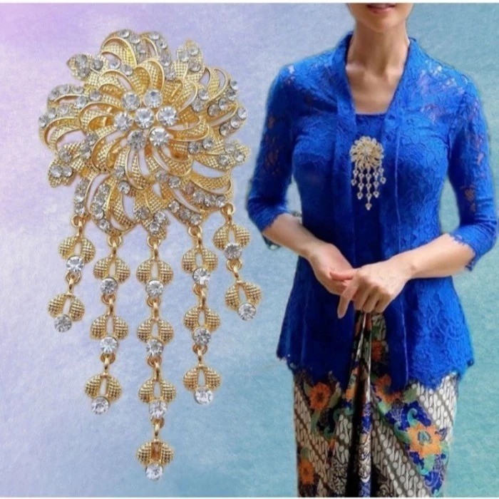 Bros Kebaya Kutu Baru / aksesoris baju kebaya wanita  Bunga Susun matahari emas silver