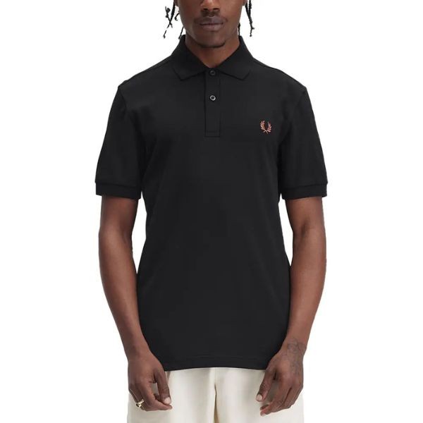 FRED PERRY TENNIS POLO SHIRT BLACK WHISKY BROWN