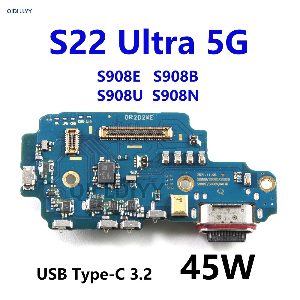 For Samsung Galaxy S22 Ultra 5G S908E S908B S908U S908N Charging Port Board Mic Module USB Fast Char