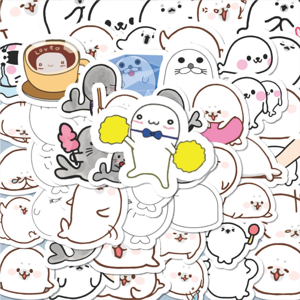 

100PCS Lucu Stiker Hewan Anjing Laut Stiker Aesthetic Stiker Anti Air Stikers Berperekat Waterproof sticker decal buat Motor Helm Buku Journal Koper Casing HP Laptop Botol Minum Hadiah anak