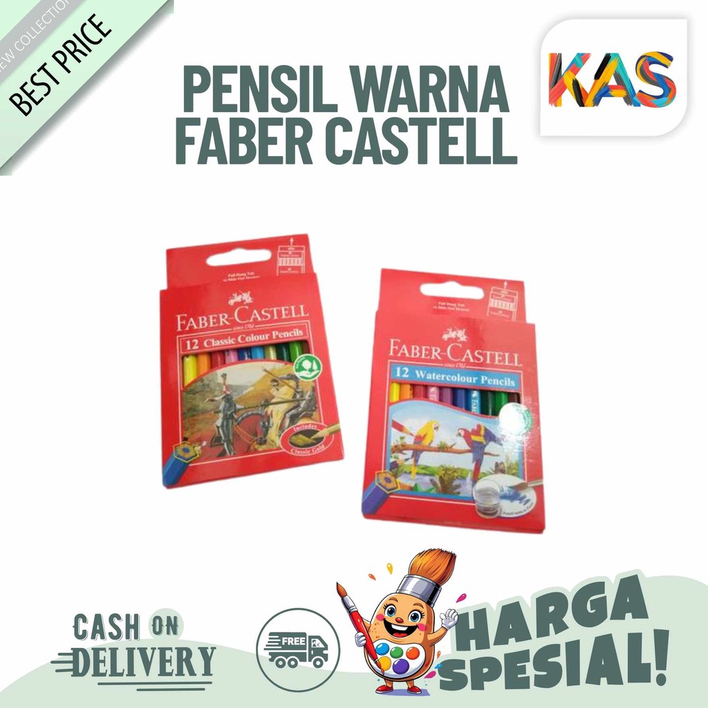 

Pensil Warna Faber Castell water colour 12 short pendek kecil