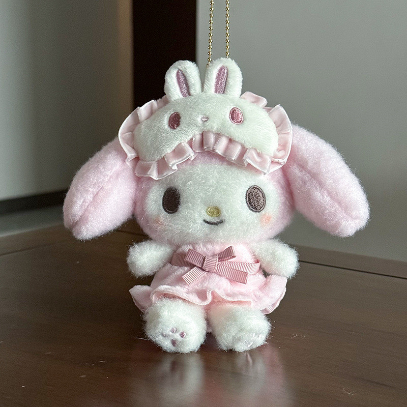

Cartoon My Melody Cinnamoroll Plush Sleep Set Kawaii Eye Cover with Keychain Cute Gift for Girls Best Friends Couple