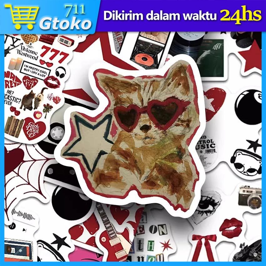 

Stiker Vinyl Downtown Y2K Gadis Fashion Sticker Series Merah Muda Hitam Decal Anti Air