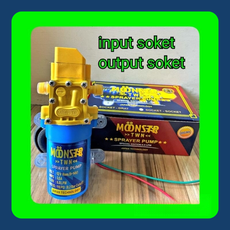 pompa air 12 volt 110 PSI 6 Lpm soket soket MONSTAR