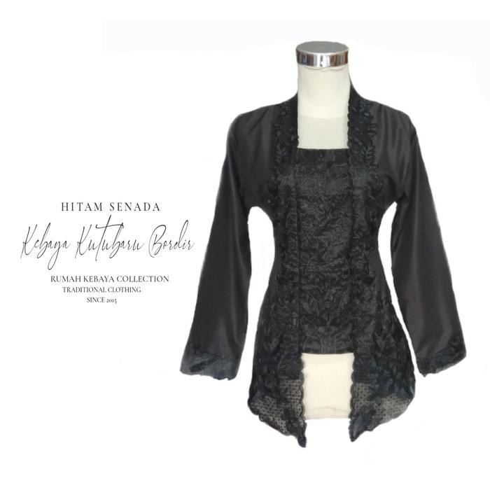 

Kebaya Kutubaru Kartini Katun Bordir Modern Hitam Senada Bigsize Jumbo - PENDEK, S