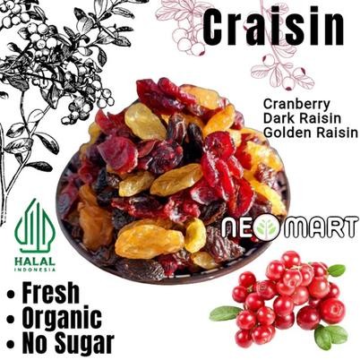 

Neo Craisin 1kg(Cranberry + Dark Raisin + Golden Raisin) Cemilan Sehat Mix Dried Fruit Apricot Black Raisin Golden Raisin Cranberry
