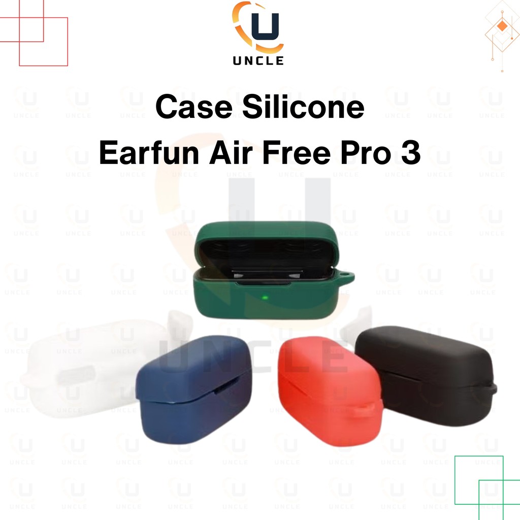 Case Earfun Air Free Pro 3 Casing Cover Silicone Protective + Carabiner Uncle.id
