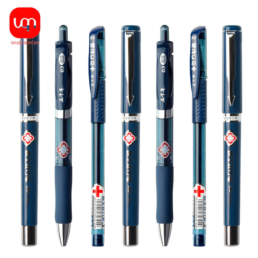 

3/6pcs Blue Long Time Non-Fading Press Lid Medical Prescription Pen Gel Ink Pen Stationery Office Supplies