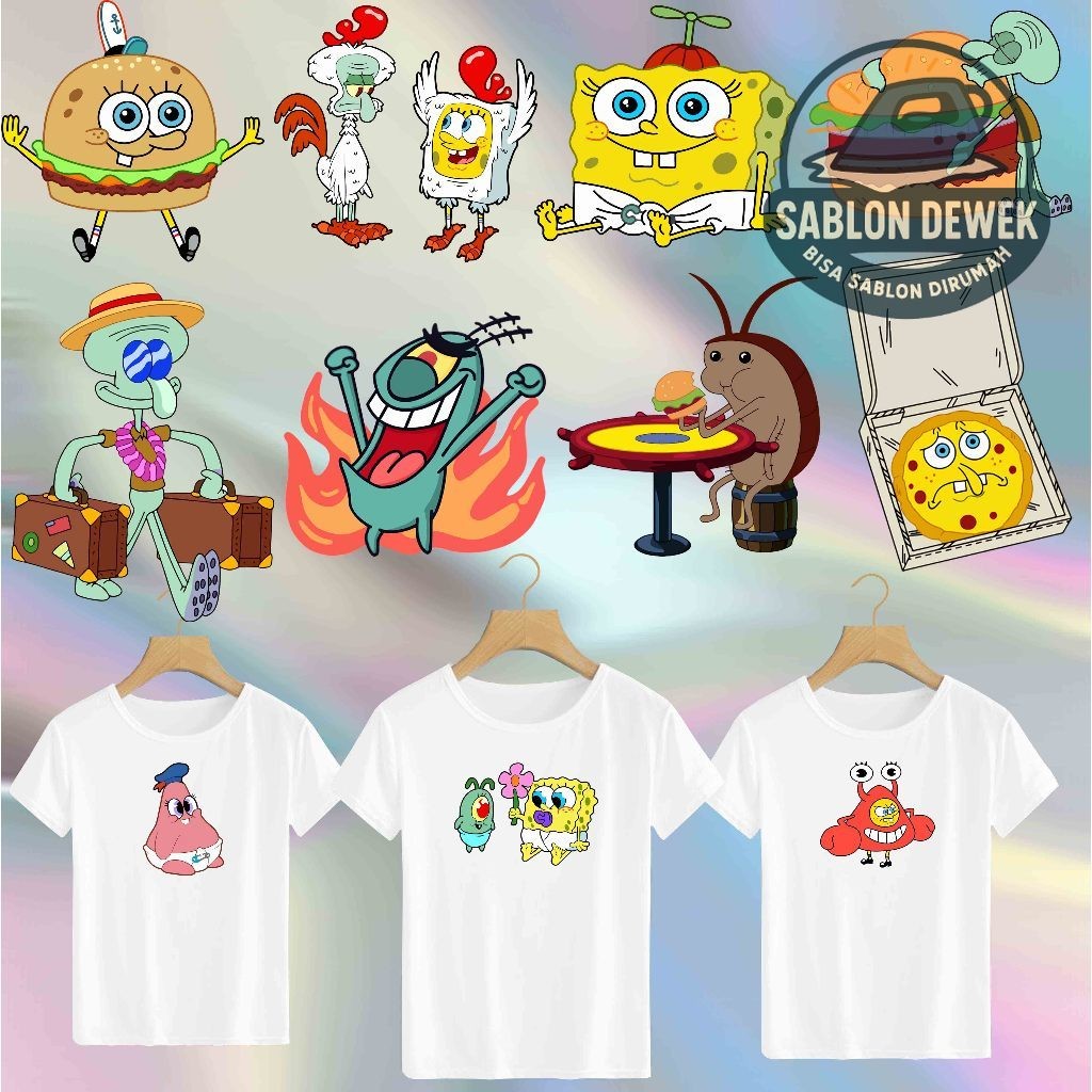 

SABLON Sticker DTF Ukuran 14cm Untuk Kaos Dll TEMA Spongebob