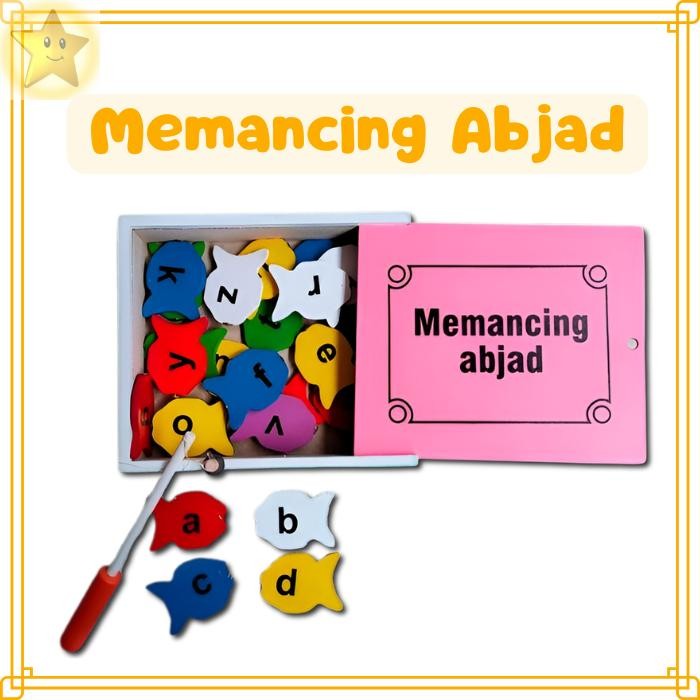Mainan Edukasi Anak Kayu Memancing Huruf Abjad - Alphabet Edutoys