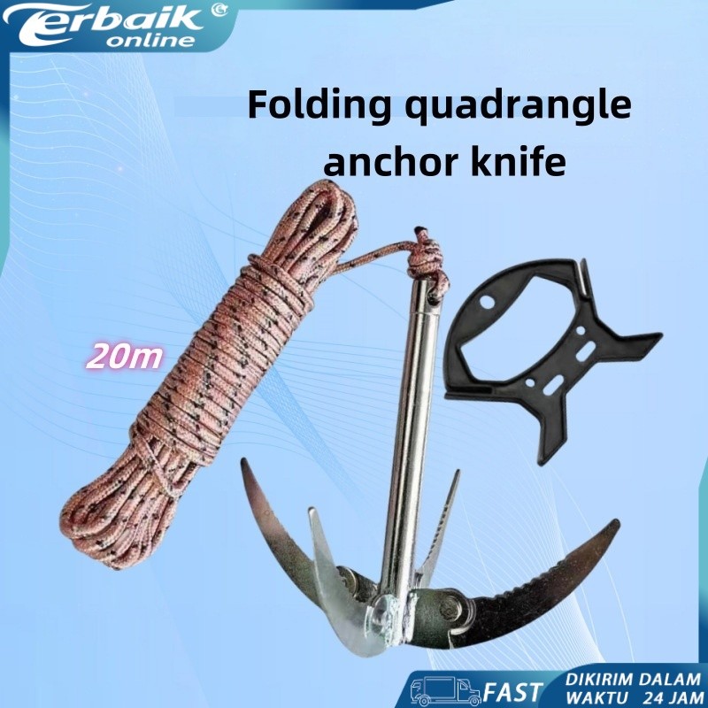 4 Cakar Sabit Jangkar Kapal Lipat Besi Galvanis Jangkar Mini Lipat Besi Galvanis Untuk Pemotong Tana