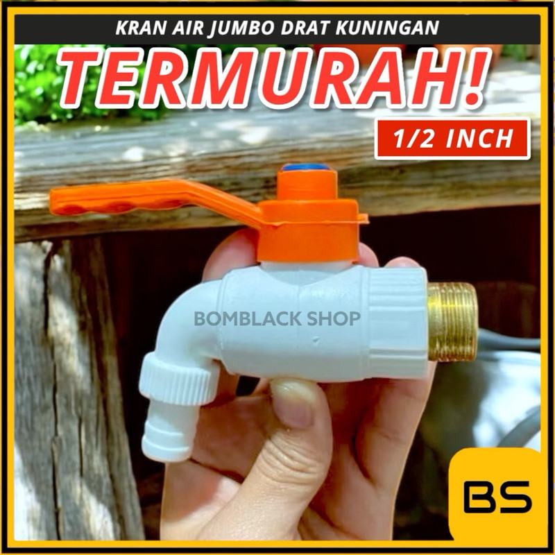 Keran Air 1/2 inch JUMBO Kran Kuningan Gemuk Kran Dapur Kran Tembok WC Toilet Plastik Gemuk Kuningan