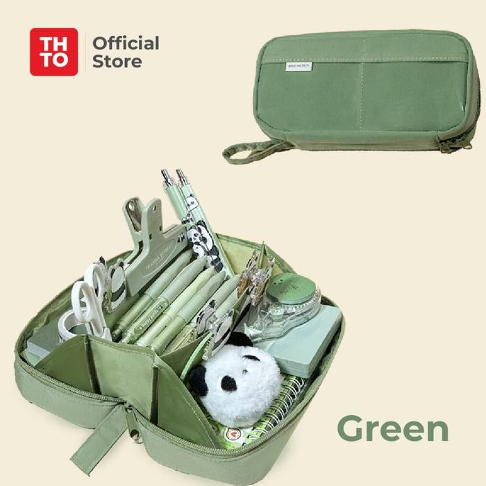 

[Promo] THTO Tas Tempat Pensil Case Pouch Anak Sekolah Transparan Kapasitas Besar Stationery A079 - Hijau