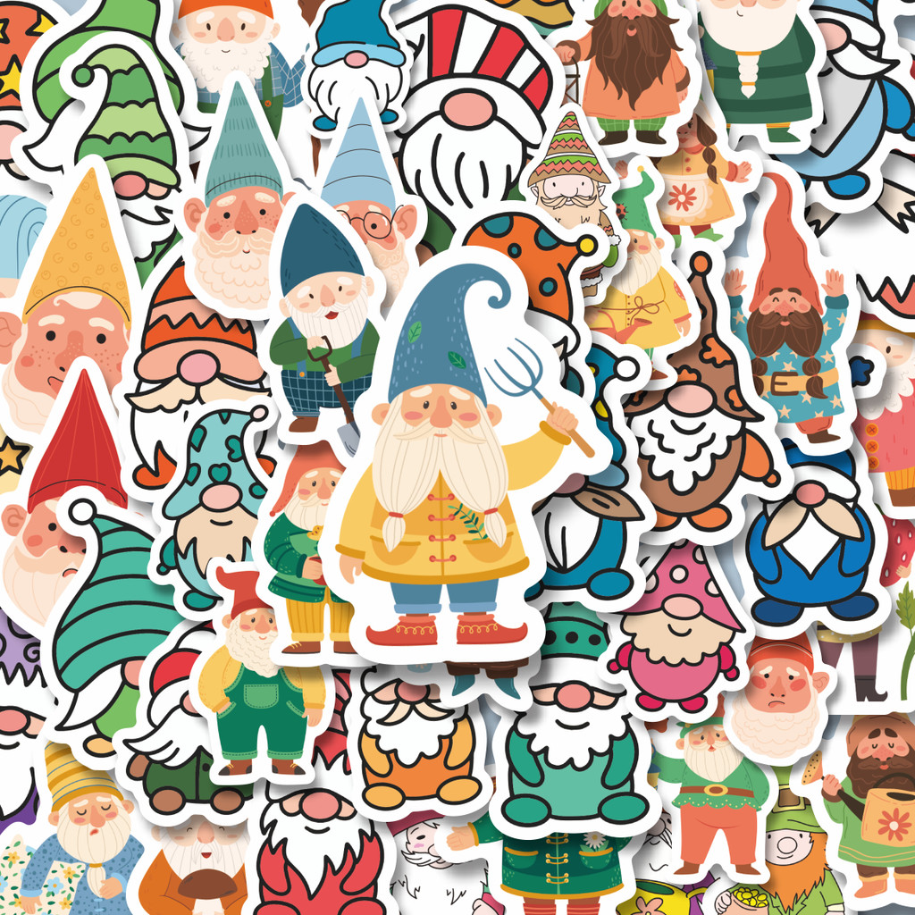 

100PCS Lucu Stiker Dwarf Gnome [Kurcaci Kurcaci] Stiker Aesthetic Stiker Anti Air Stikers Berperekat Waterproof sticker decal buat Motor Helm Buku Journal Koper Casing HP Laptop Botol Minum Hadiah anak