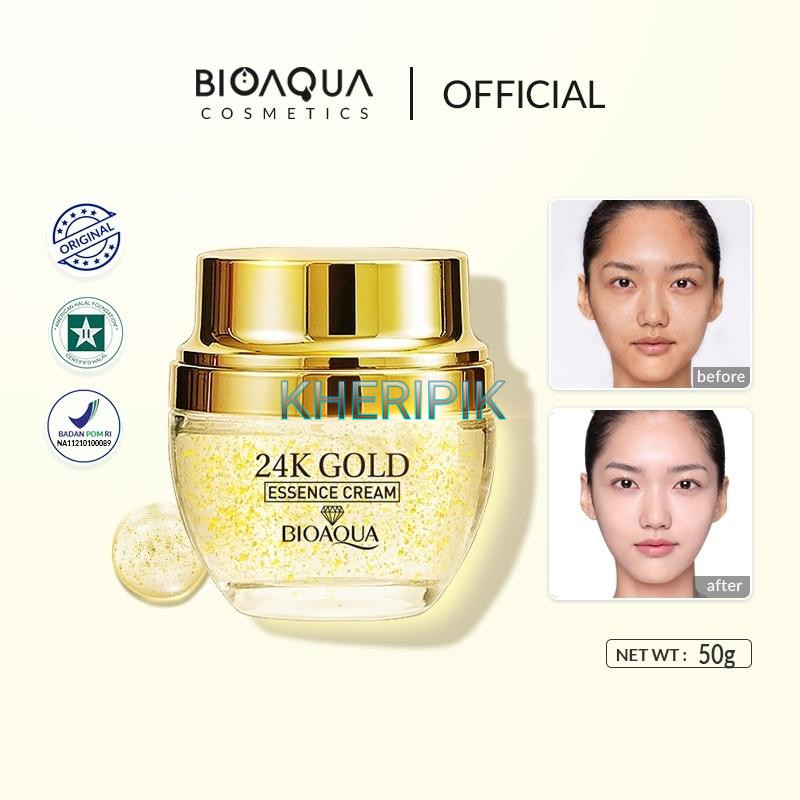 Bioaqua 24K Gold Cream Siang Malam Skincare Whitening Moisturizer Glowing Mencerahkan Wajah