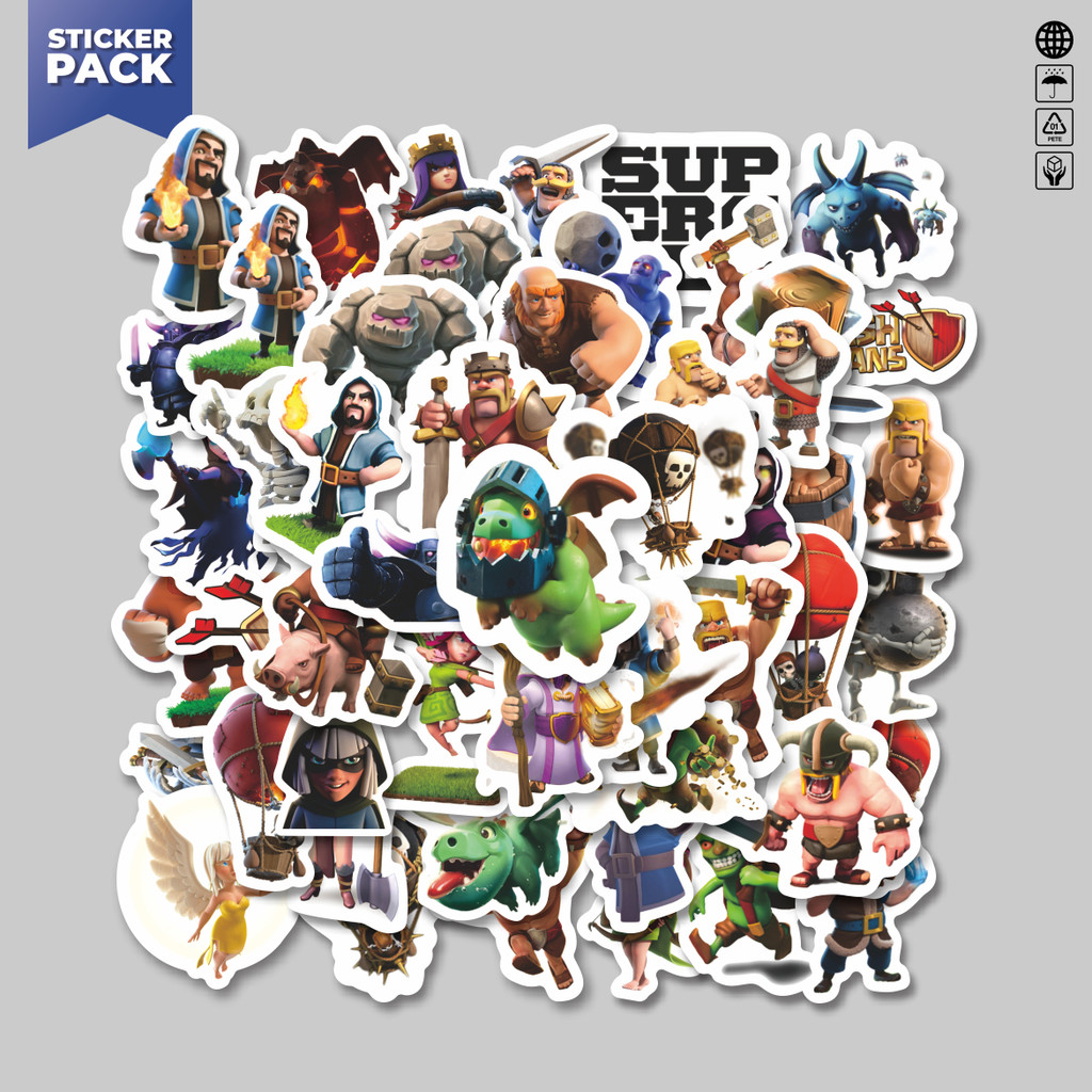 

[100PCS]Stiker Pack Stiker Game Clash of Clans Aesthetic Vinyl Anti Air Dekorasi Sticker Laptop Buku Journal Koper Helm Casing HP Gitar Helm Skateboard