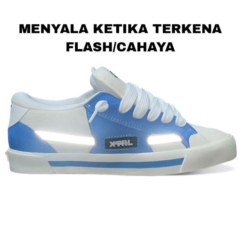 XternalStepSure - Sepatu Fat Shoes Skateboard Biru Sepatu Gemuk Sneaker Pria Wanita Canvas Suede