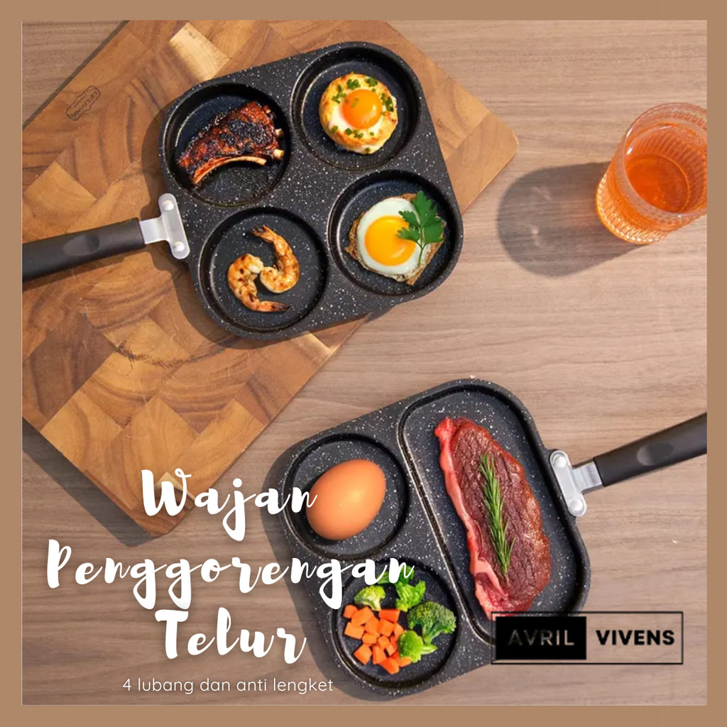 [AVV] Wajan Penggorengan Telur / Cetakan Telur Ceplok Teflon Telur 4 Lobang Anti Lengket