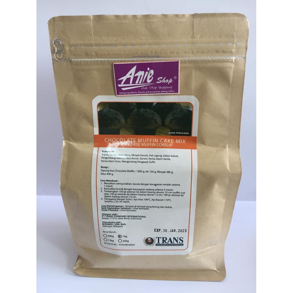 

tepung premiks merk trans 1kg - Coklat muffin
