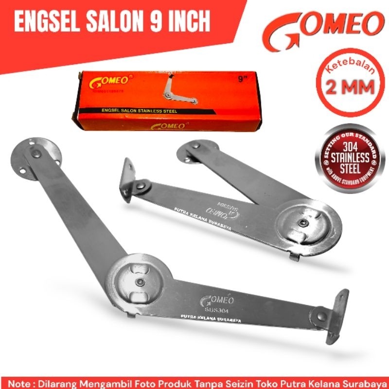 Engsel Salon 9 inch Stainless Gomeo Sus 304 /Engsel Wayang 9"/Cantolan Jendela Stainless 9"/Hak Angi