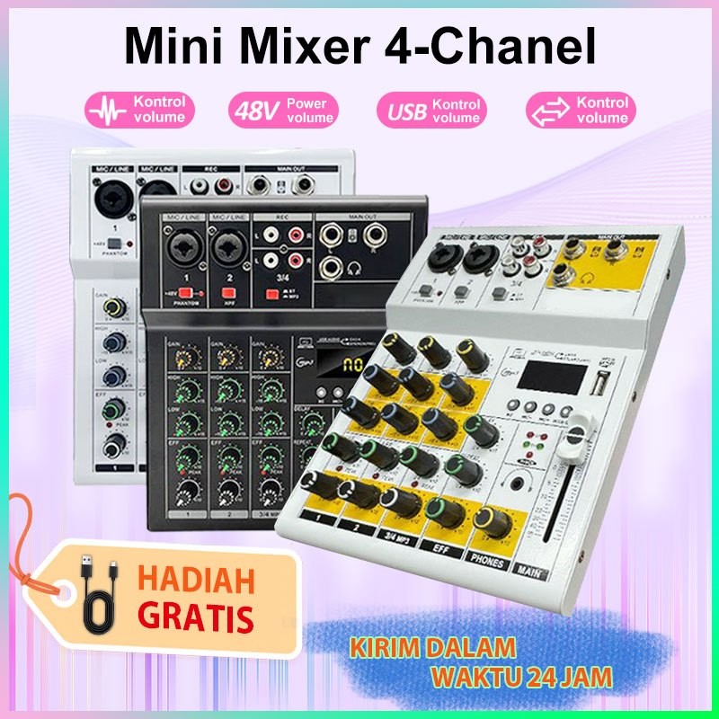 MICO Mixer 4 chanel /mixer audio/Professional mixer 4 chanel murah/mixer mini/Soundcard USB Bluetoot