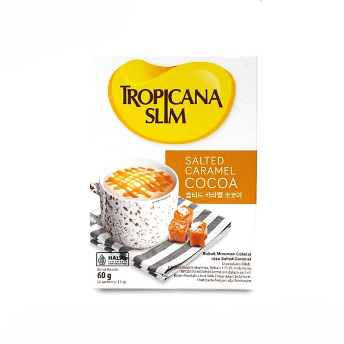 

Tropicana Slim Salted Caramel Cocoa Isi 4 Sachet x 15 gr