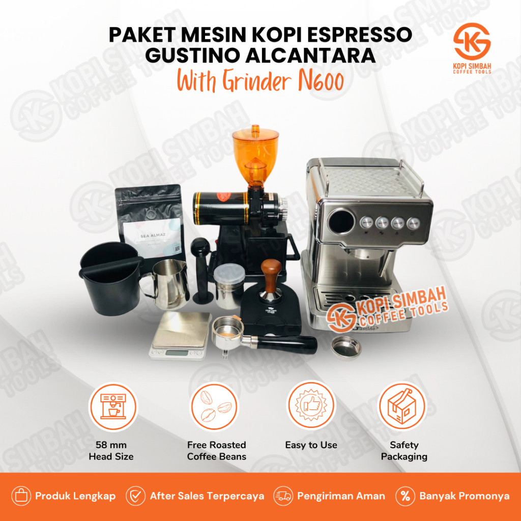 JAMIN MURAH Paket Mesin Espresso GUSTINO ALCANTARA EM3212 Coffee Maker Alat Pembuat Kopi Susu With G