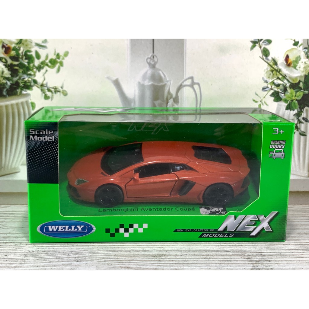 NEX WELLY LAMBORGHINI AVENTADOR COUPE ORANGE 1:34 MINIATUR DIECAST