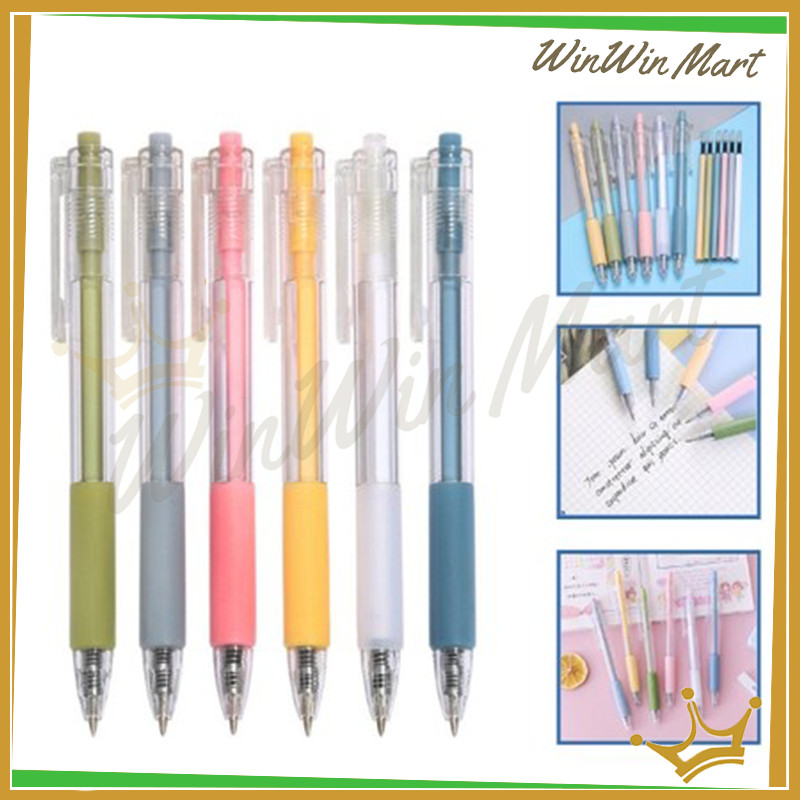 

WWM Transparant Polos Pen Warna Warni Kantor Pena Gel / Pulpen Cetekan Transparant Polos Pena Gel 0.5mm Tinta Hitam