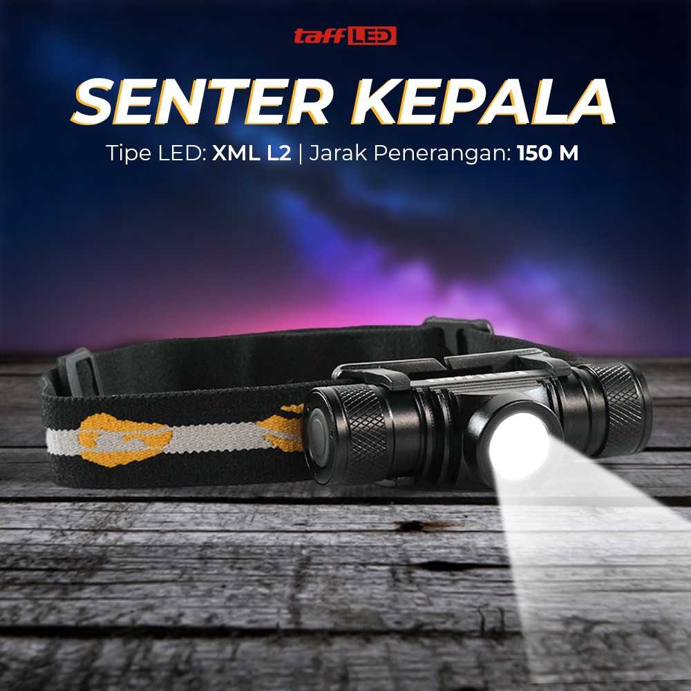 TaffLED Senter Kepala Headlamp Headlight LED XML-L2 800 Lumens - D10-GCU2