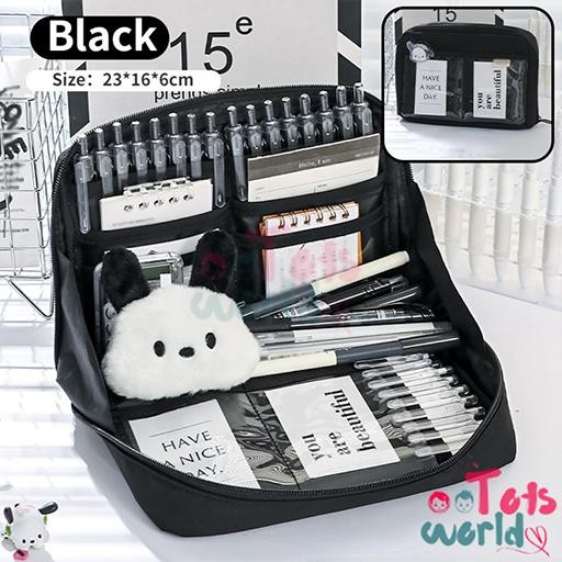 

AHHA Tempat pensil alat tulis Creative Oxford multifungsi tas perlengkapan kantor dan anak sekolah kotak pensil perlengkapan kantor stationary bag - Full Black