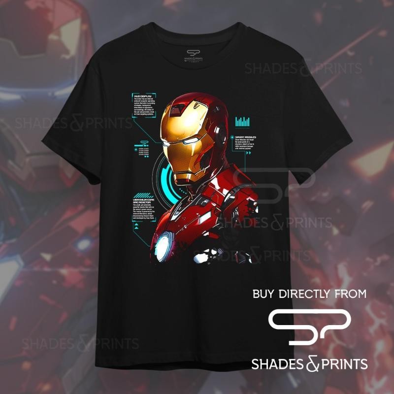 Ironman Kemeja Motif Tony Stark Avengers Kaus Kustom Kaus Komik Marvel & Cetakan Antik Bermotif Leng