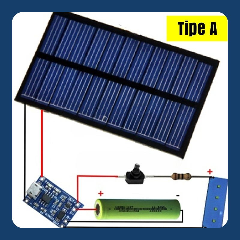 Modul Project Rangkaian Lampu Led Emergency Tenaga Matahari KIT Edukasi DIY