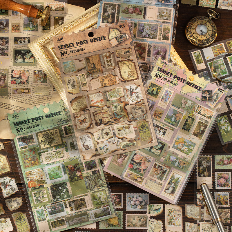 

12packs/LOT Sunset Post Office series cute lovely retro decorative art paper sticker