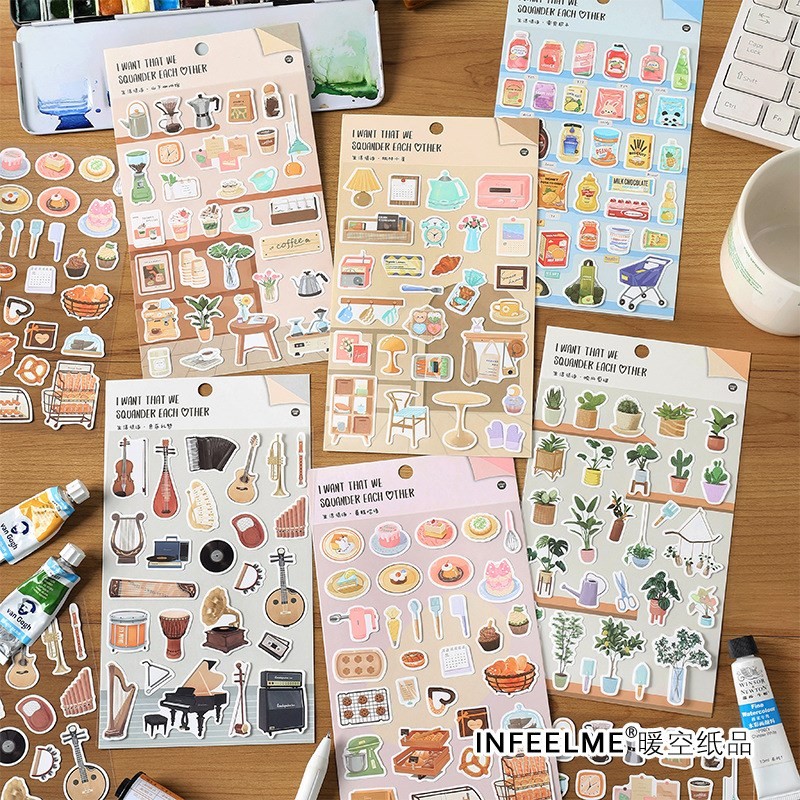 

Warm Home Household Display Musical Instruments Coffee Stuff Kawaii Stationery Sticker Diary Scrapbooking DIY Craft Decor Label