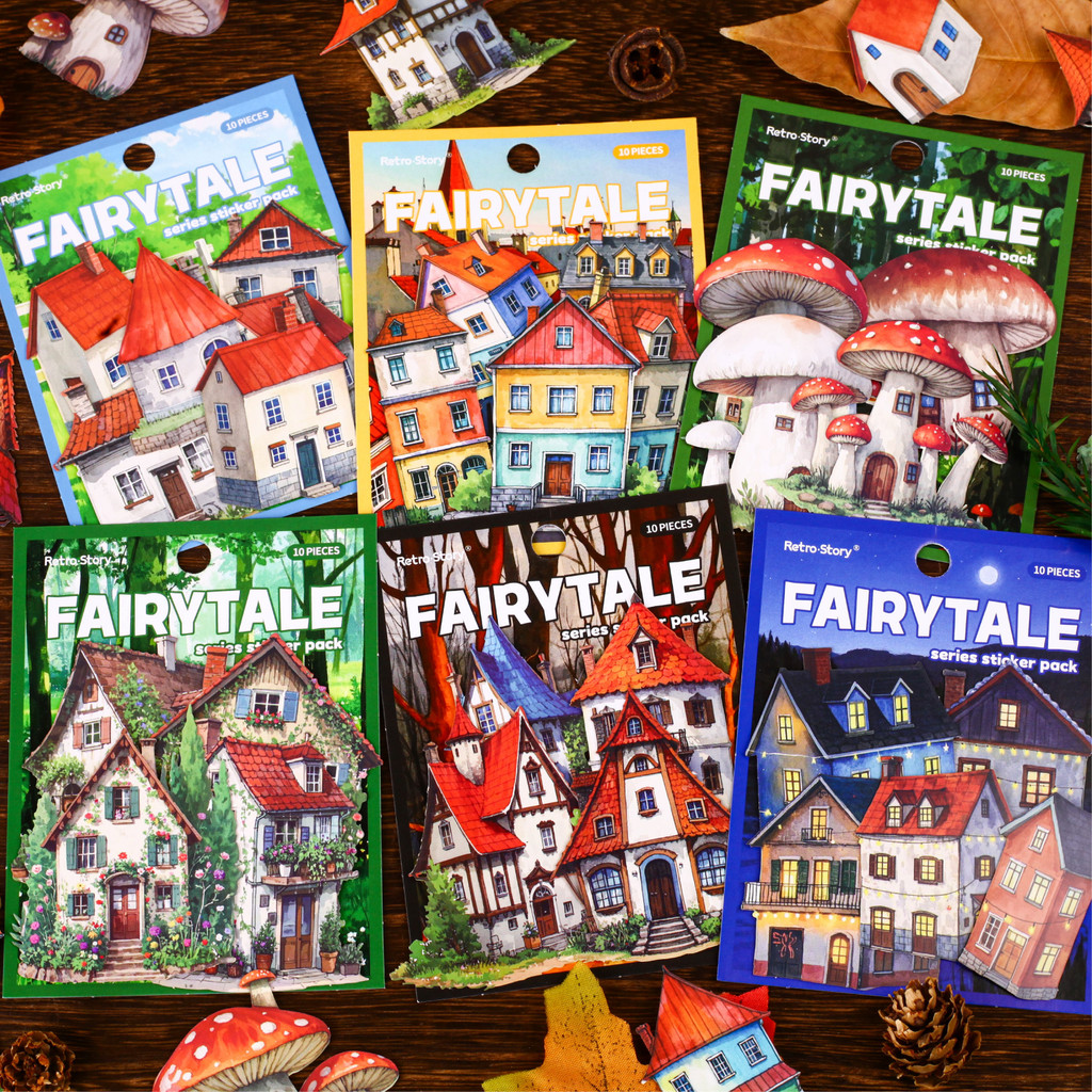 

6style 10pcs/pack Cute fairy tale cottage theme landscape decoration sticker pack DIY handmade materials scrapbook diary album