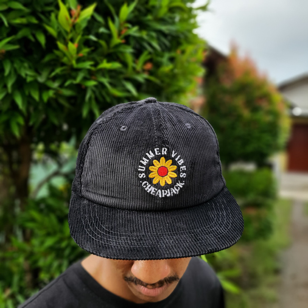 Cheapjack 6 Panel Cap Corduroy - Summer Vibes (BLACK)