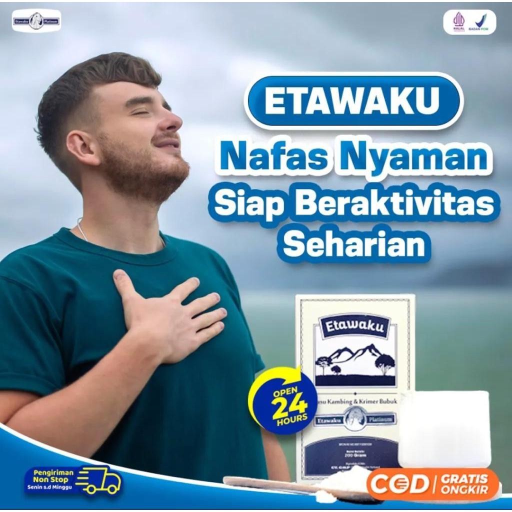 

Etawaku Platinum 3x Atasi Masalah Pernafasan - Susu Kambing Etawa Bubuk Provit Etawaku Tingkatkan Daya Tahan & tingkatkan daya tahan dan imunitas tubuh jaga serangan jantung