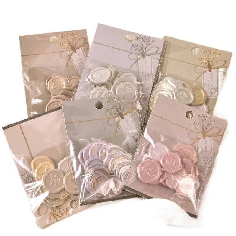 

18pcs Vintage Wax Seal Stamp Stickers DIY Scrapbooking Journal Planner Decoration Korean Stationery Kawaii Envelope Sealing Tags