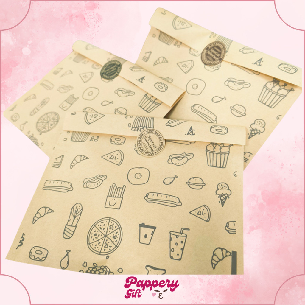 

kantong kertas paper bag makanan cemilan gorengan/kantong kertas bungkus roti/paper food bag-SE0529