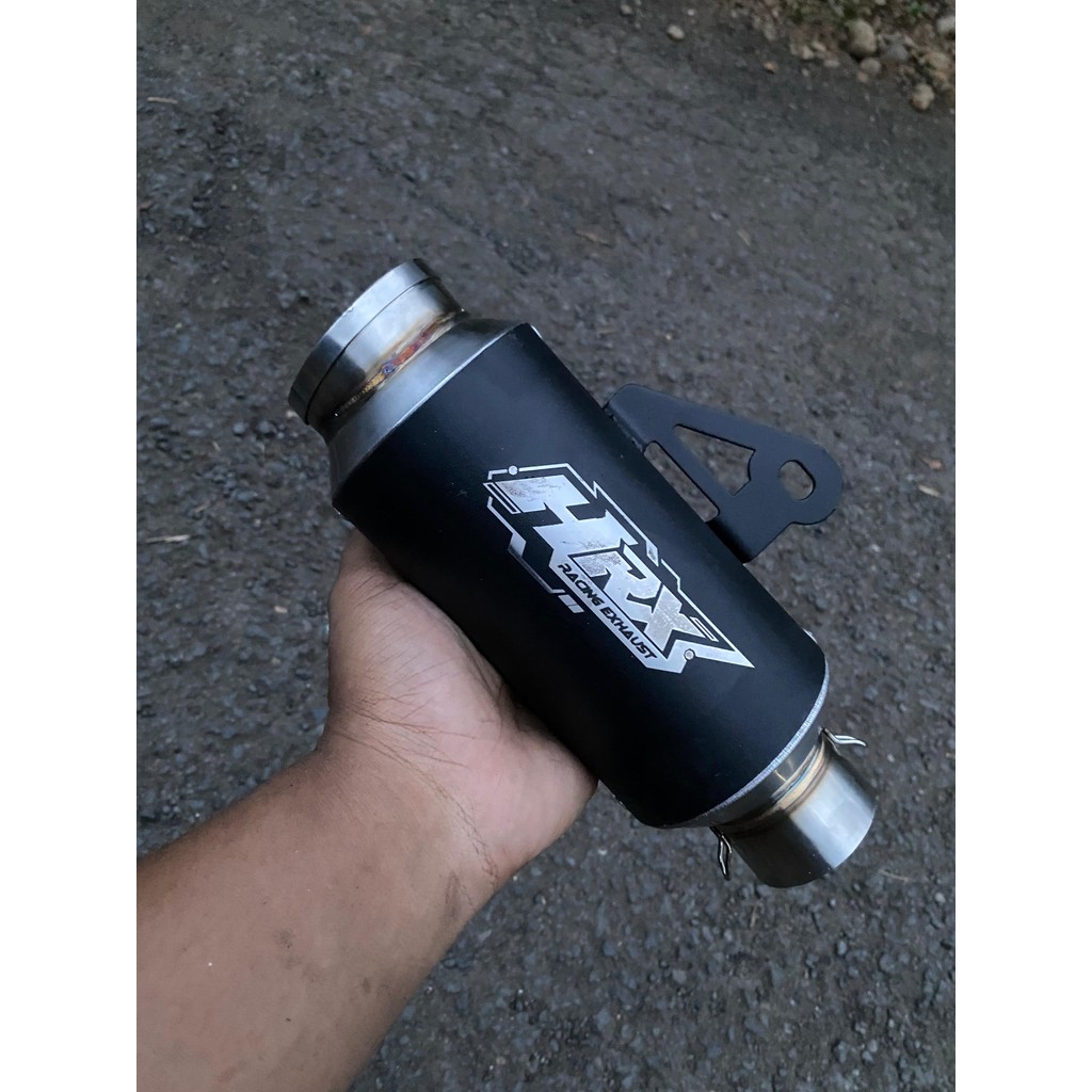 Silencer Knalpot HRX GP Pro Black Pendek P15cm Original Hitam Coating Inlet 50 Silincer Only