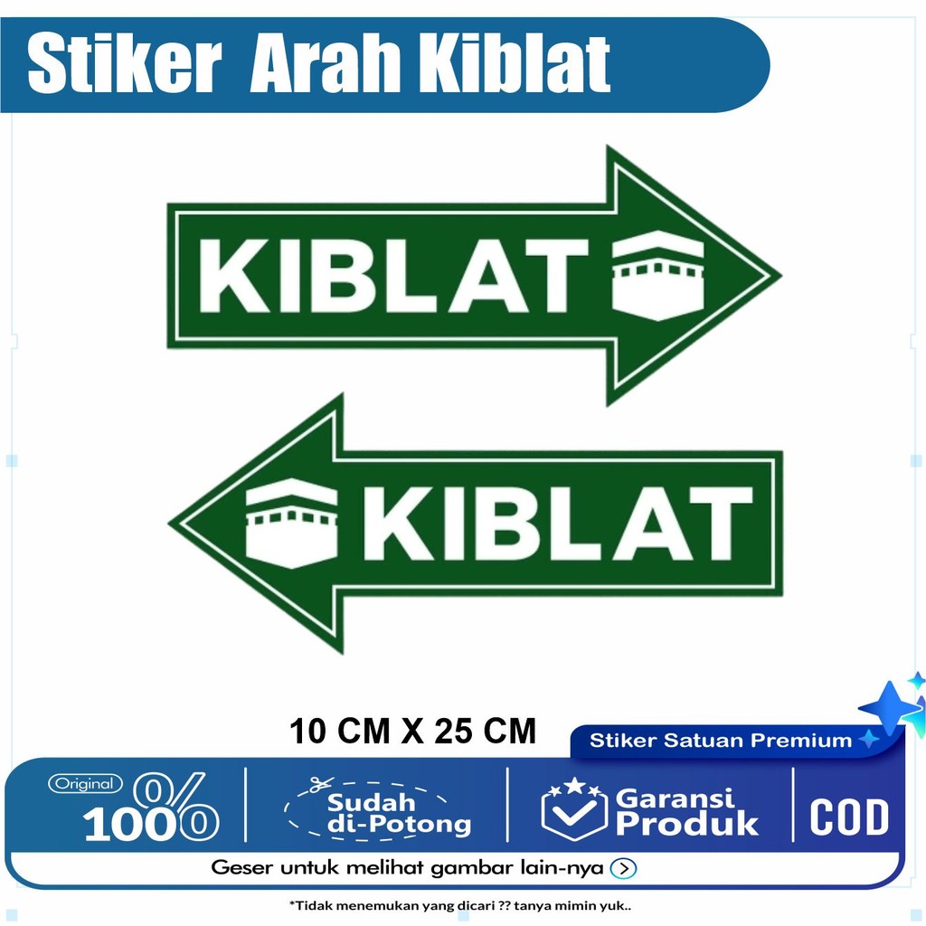 

25 x 10.5 cm | Stiker Arah Kiblat | Sticker Petunjuk Arah Sholat